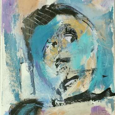 Mann,abstrakt,Porträt,blau